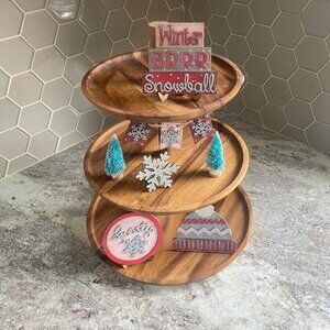 Handmade Frosty Winter Tiered Tray Decor (Tray Not Included)